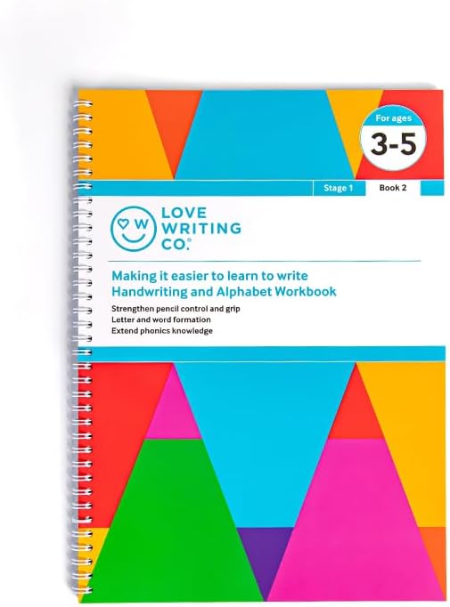Love Writing Co. Handwriting and Practice Writing Book 2 for 3-5 yrs- Word & Alphabet Formation | For Early Years Education | Tracing & Colouring Exercises | Teaches Phonics & Includes Reward Stickers