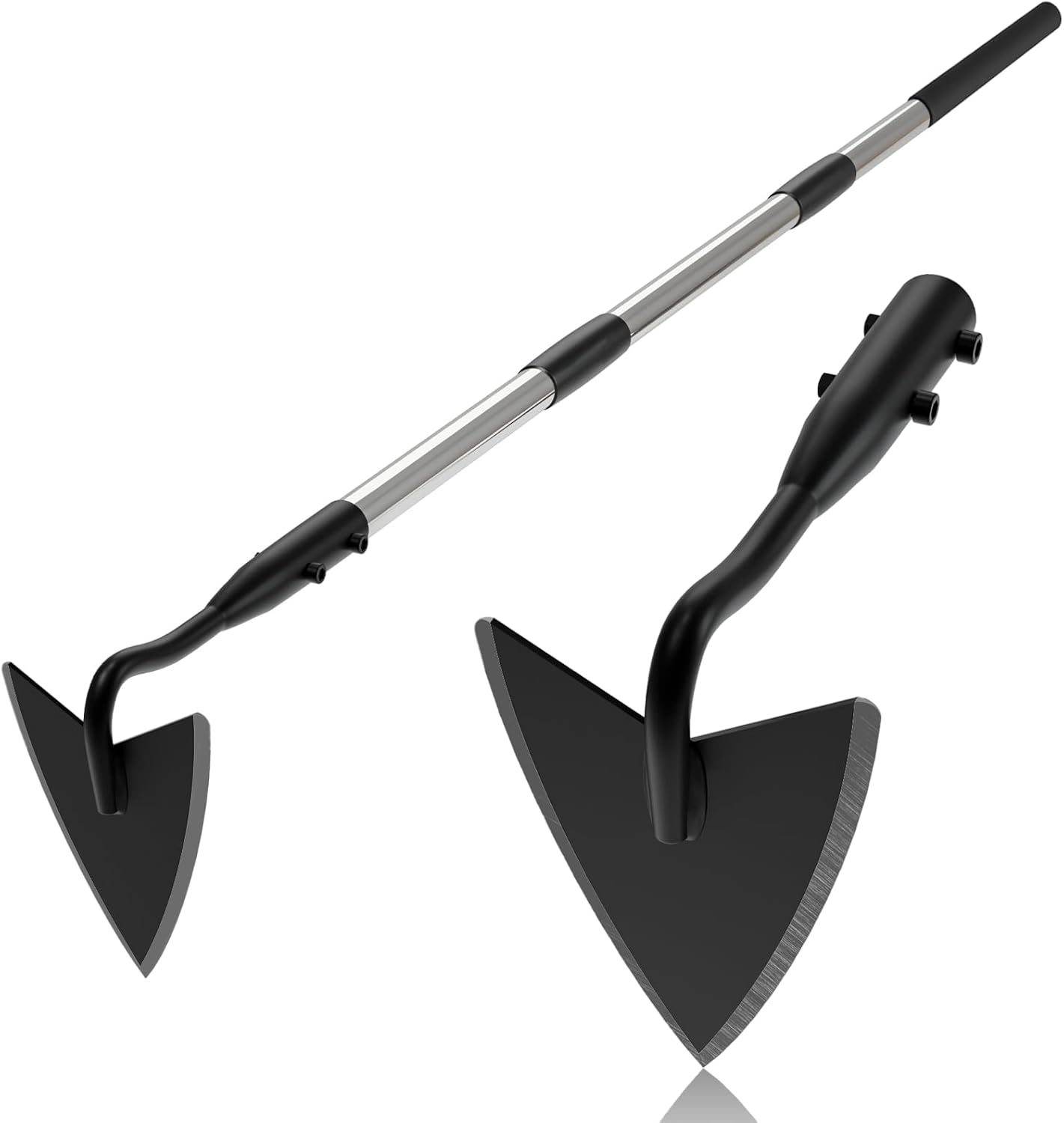 Hoe Garden Tool, 167 cm Garden Hoe Long Handle, Heavy Duty Metal Garden Hoes for Weeding, Adjustable Triangle Gardening Hoe for Trench, Loosen Soil, Landscape