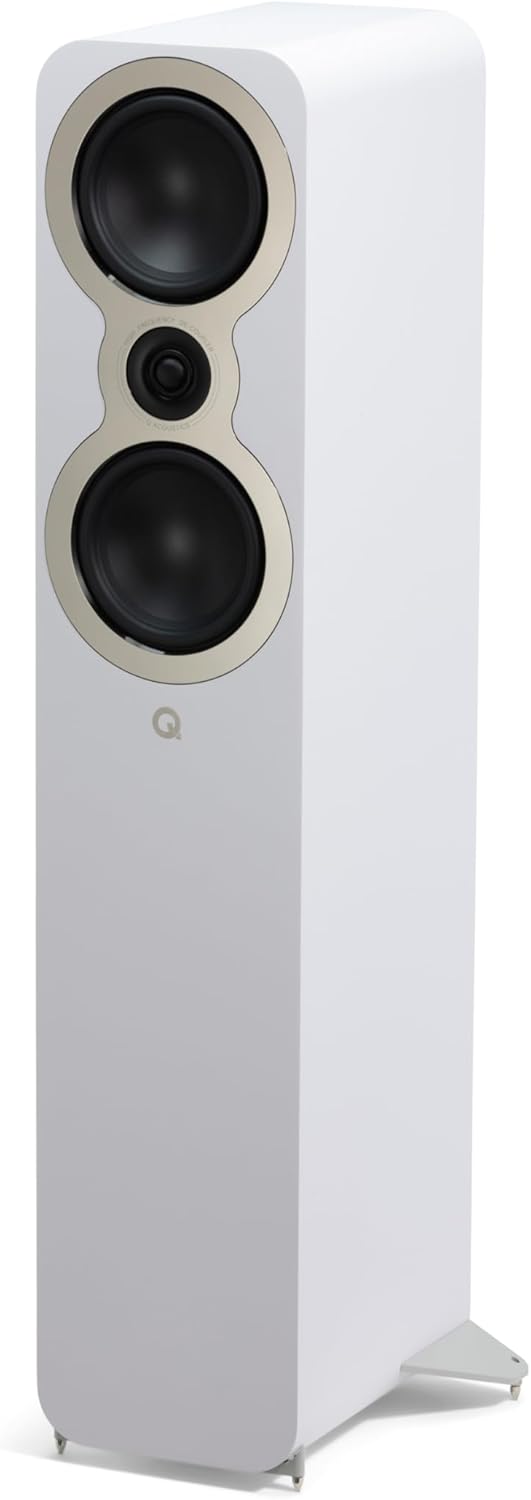 Q Acoustics 3050c Floorstanding Speaker Satin White (Price displayed is for 1 Unit, for Complete Pair Please Order 2 Units) Stereo Speakers for Surround Sound/Home Theater