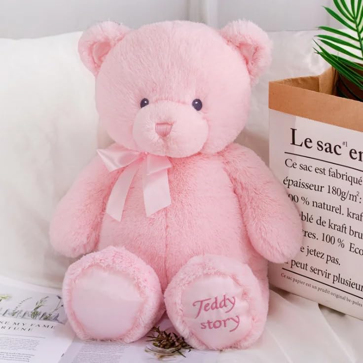 Teddy Bear Plush toy, Stuffed Teddy Bear Animal, Cuddly soft toys, Fluffy Bear, 25cm small cute easy-to-carry toy for Kids Baby Lovely Girlfriend Gifts for Valentine,Birthday Christmas! (Pink Bear)
