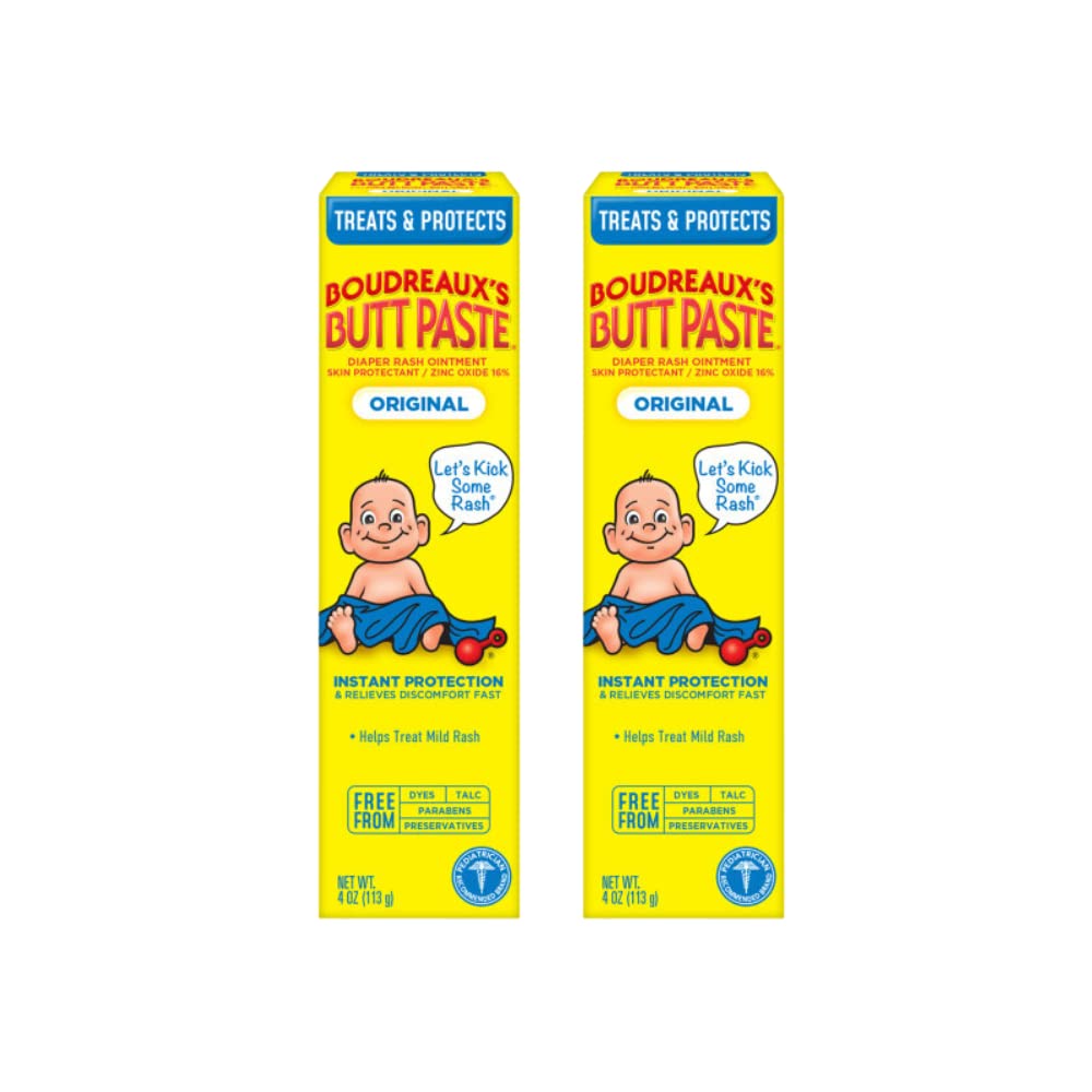 Boudreauxs Butt Paste Diaper Rash Ointment, vJBQdk, Original - Contains 16% Zinc Oxide - Pediatrician Recommended - Paraben and Preservative-Free - 2Pack (4 Ounce)