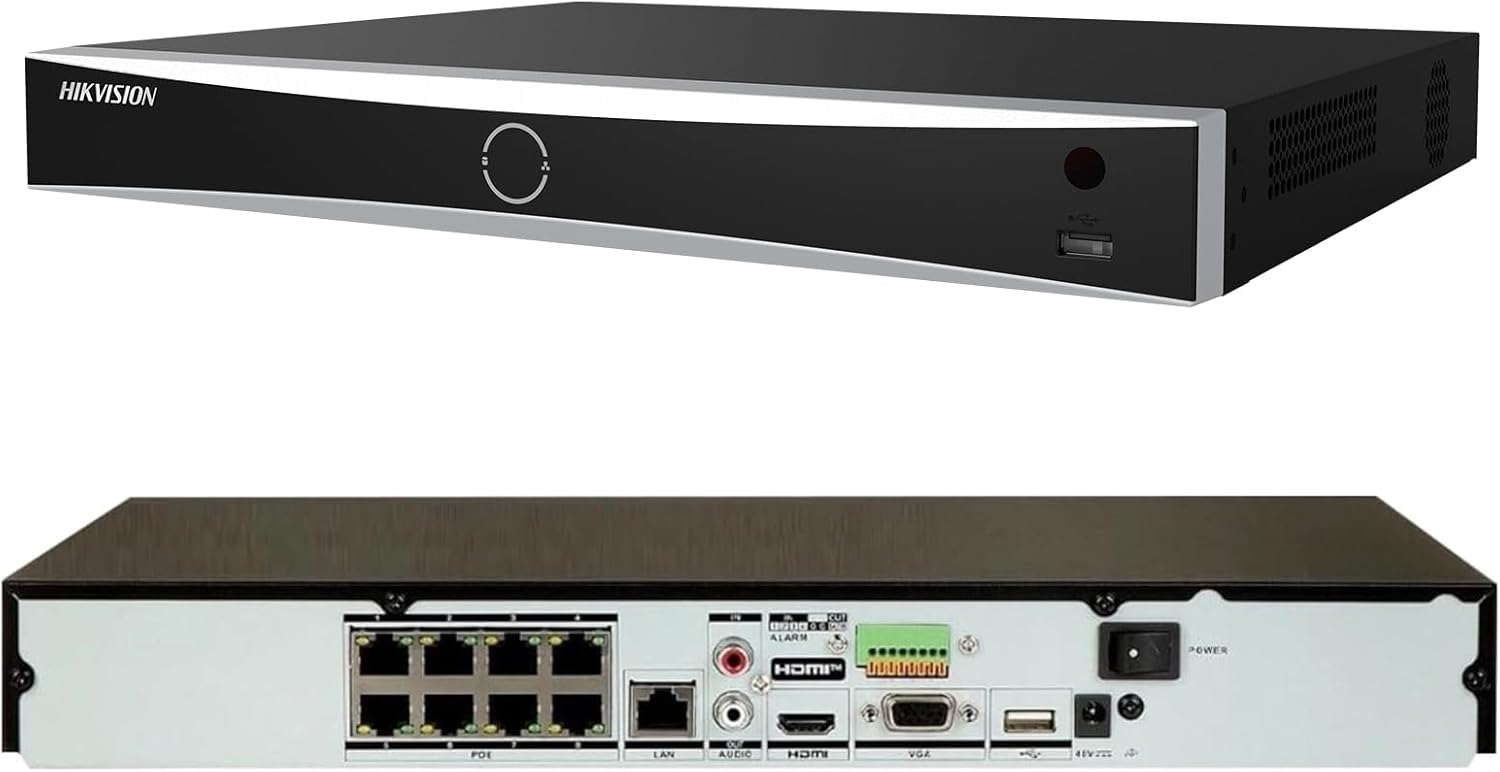 NVR 8 Channel DS-7608NXI-K2/8P 8-ch PoE 1U K Series AcuSense 4K NVR Plug & Play Network Video Recorder Compatible with Hikvision Camera International Version (DS-7608NI-K2/8P Upgrade)