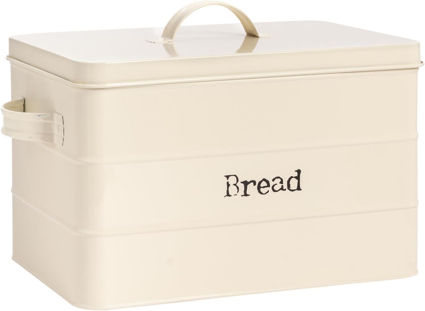 Harbour Housewares Vintage Bread Bin with Airtight Lid - Cream - Steel Industrial Breadbins Storage Caddy Bread Bins for Kitchen Loaves, Pastries, Rolls