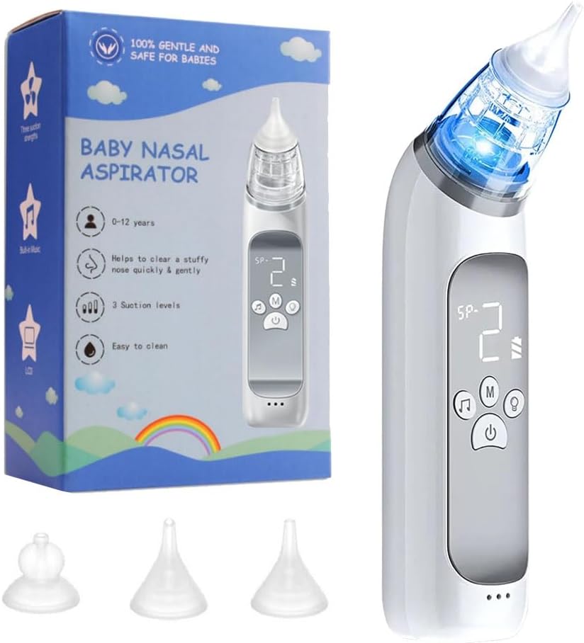 Fengcare Infant Nasal Aspirator Baby, Electric Long Lasting USB Rechargeable Baby Nose Suckers with 3 Suction Levels, Portable Baby Snot Nose Unlocker, Baby Nose Cleaner for Newborns Toddlers