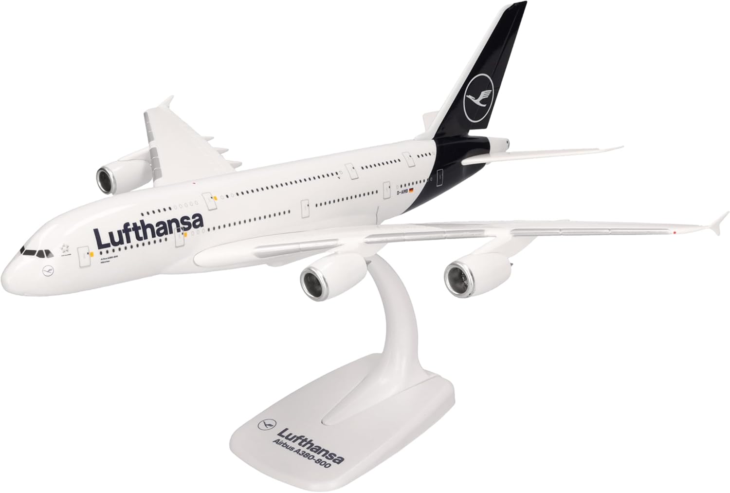 herpa 612319 - Airbus A380, Lufthansa Double Decker, Wings, Model Aeroplane with Stand, Model Making, Miniature Models, Collectible, Plastic, Snap Fit - Scale 1:250 multicoloured