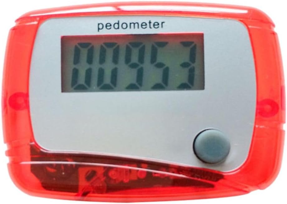 Red Portable Counter Mini Digital LCD Pedometer Sports Walking Running Step Counter Meter Walking Distance Miles, Calorie Counter, Daily Target Monitor, Exercise Time Pedometers