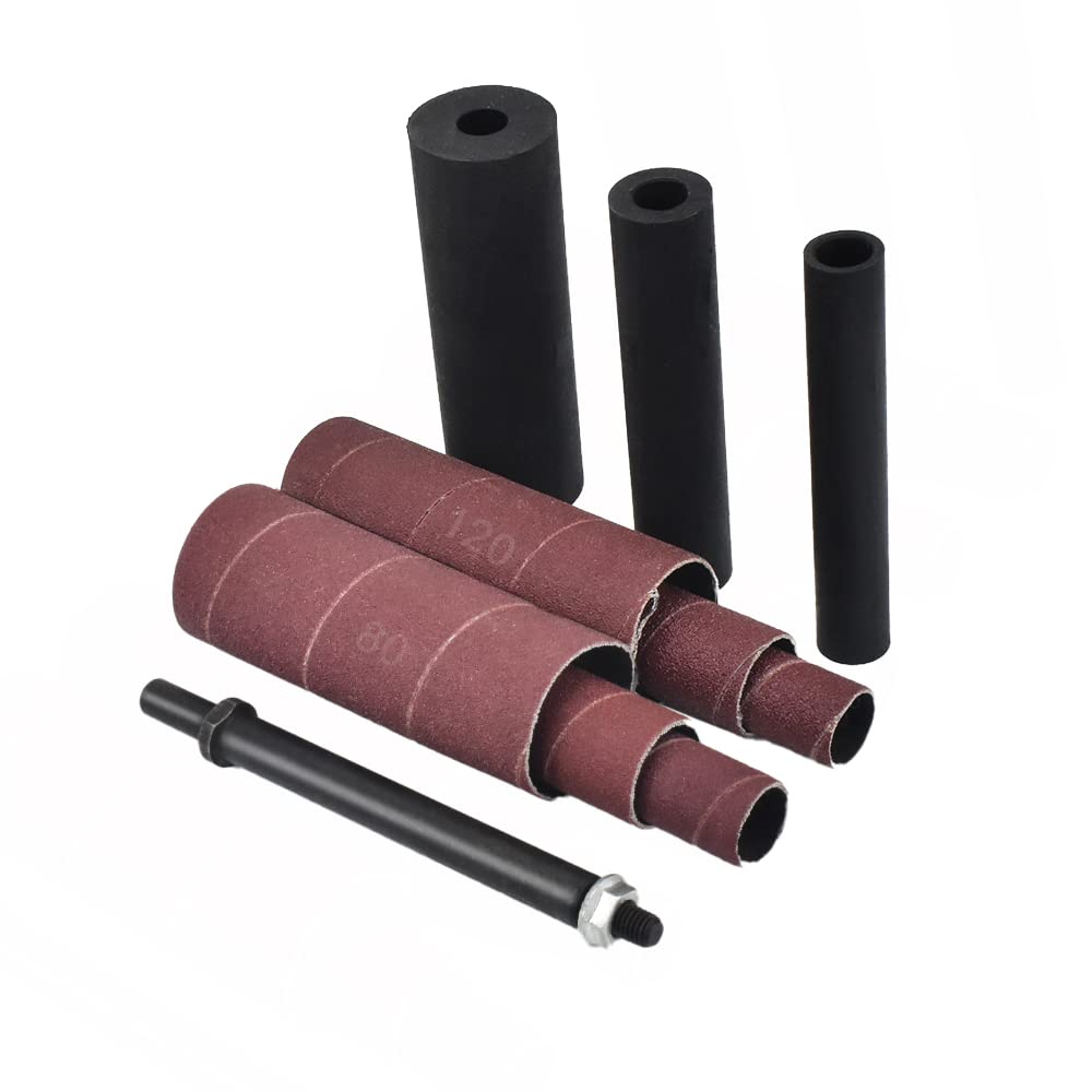 Spindle Sander Adaptor 4-1/2" x 1/2" with Rubber Sanding Drum Kit OD 3/4", 1", 1-1/2" and Sandpaper Sleeves Grit# 80,120 - S/10