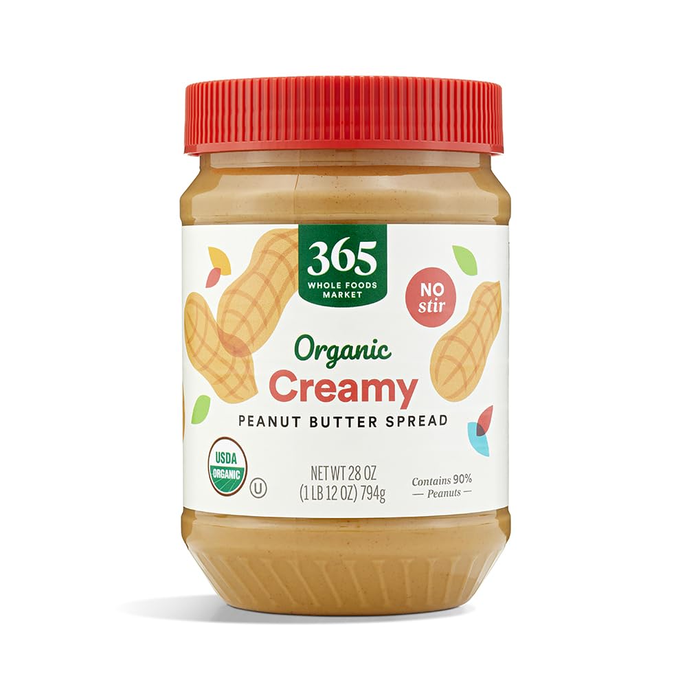 365 by Whole Foods Market, Organic Creamy Peanut Butter Spread, No Stir, 28 Ounce