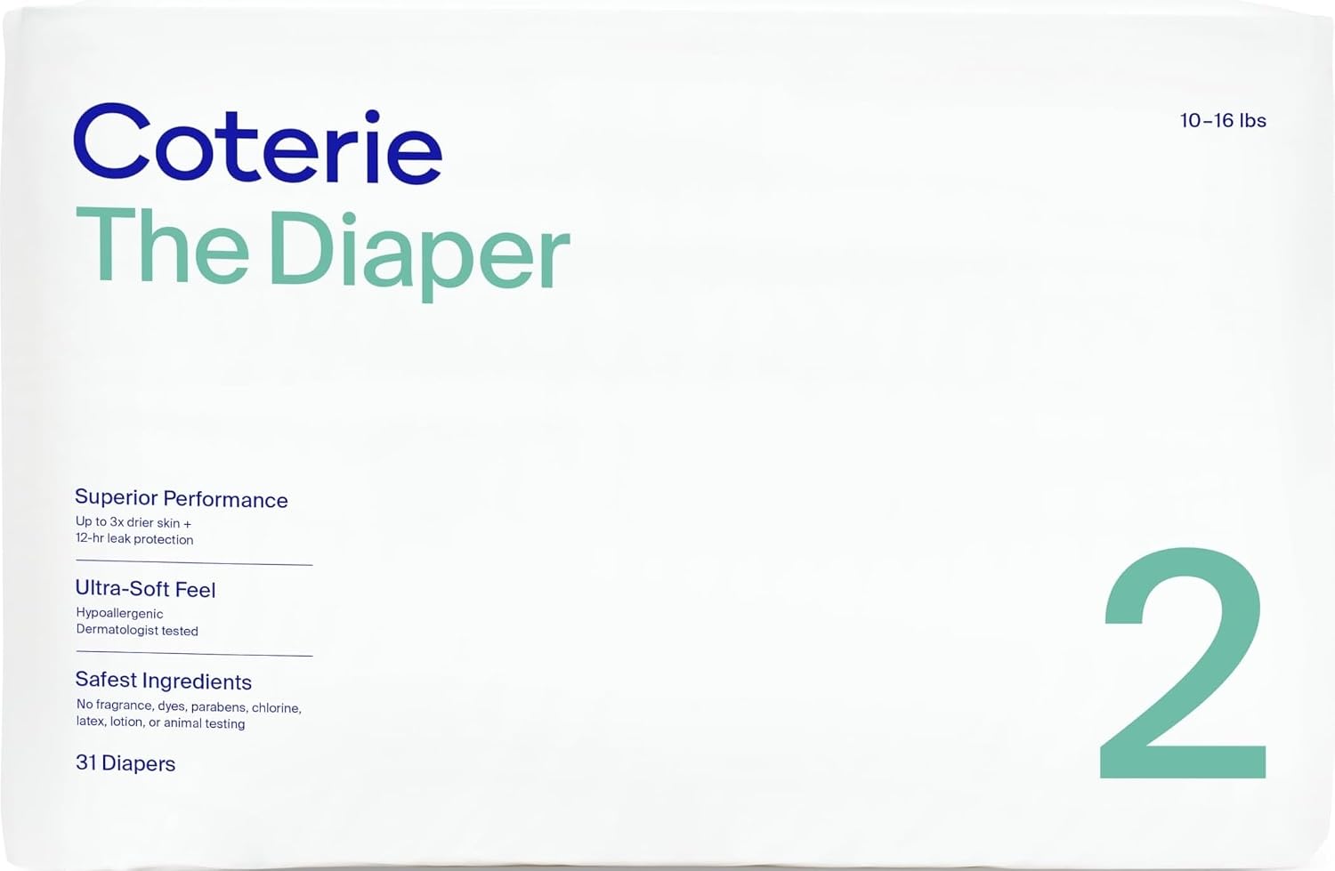 Coterie Size 2 Diaper, 31 CT