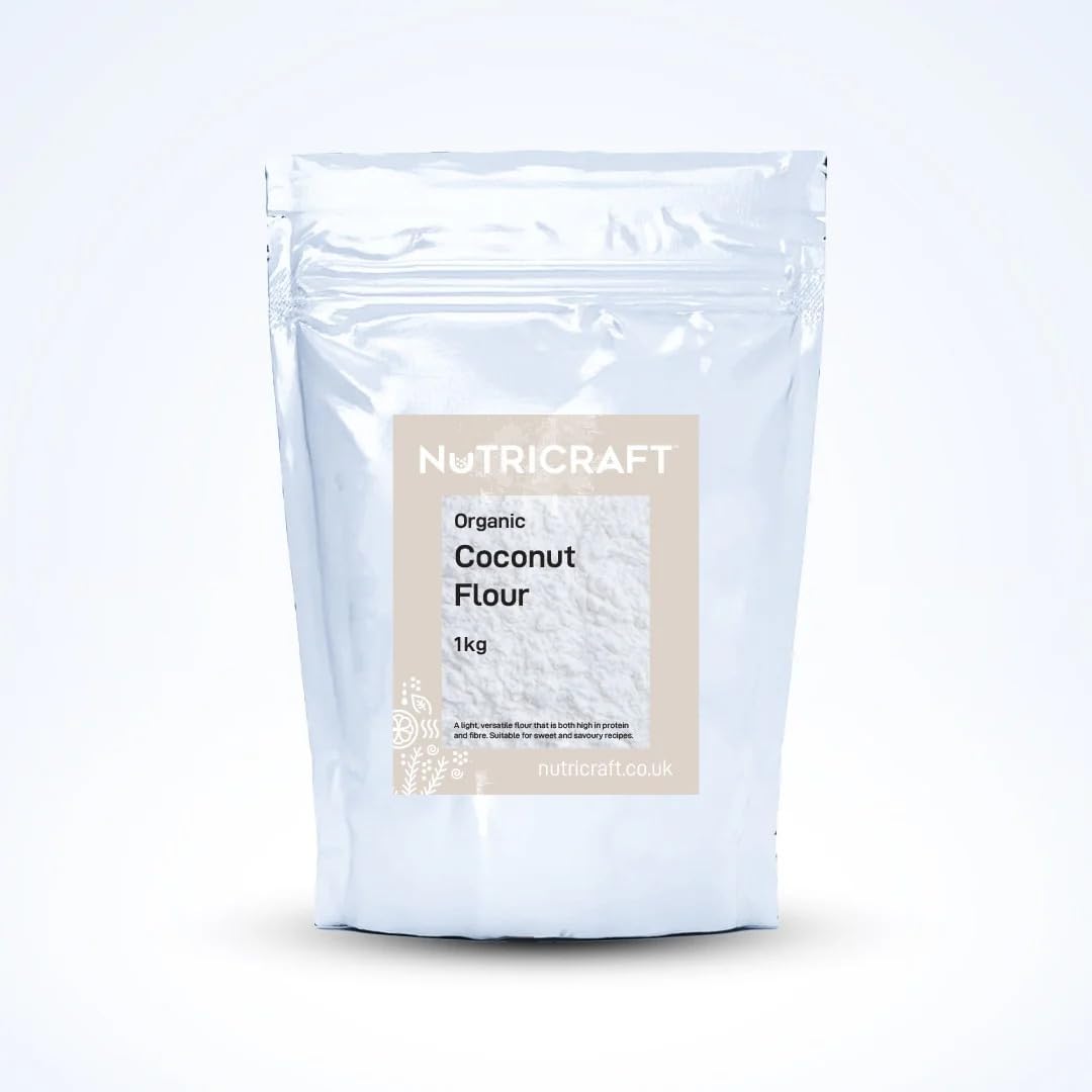 NutriCraft Pure Organic Coconut Flour - 1kg, Gluten-Free, 100% Natural, Ethically Sourced, Flour Substitute, High Protein and Nutrient, Vegan Food