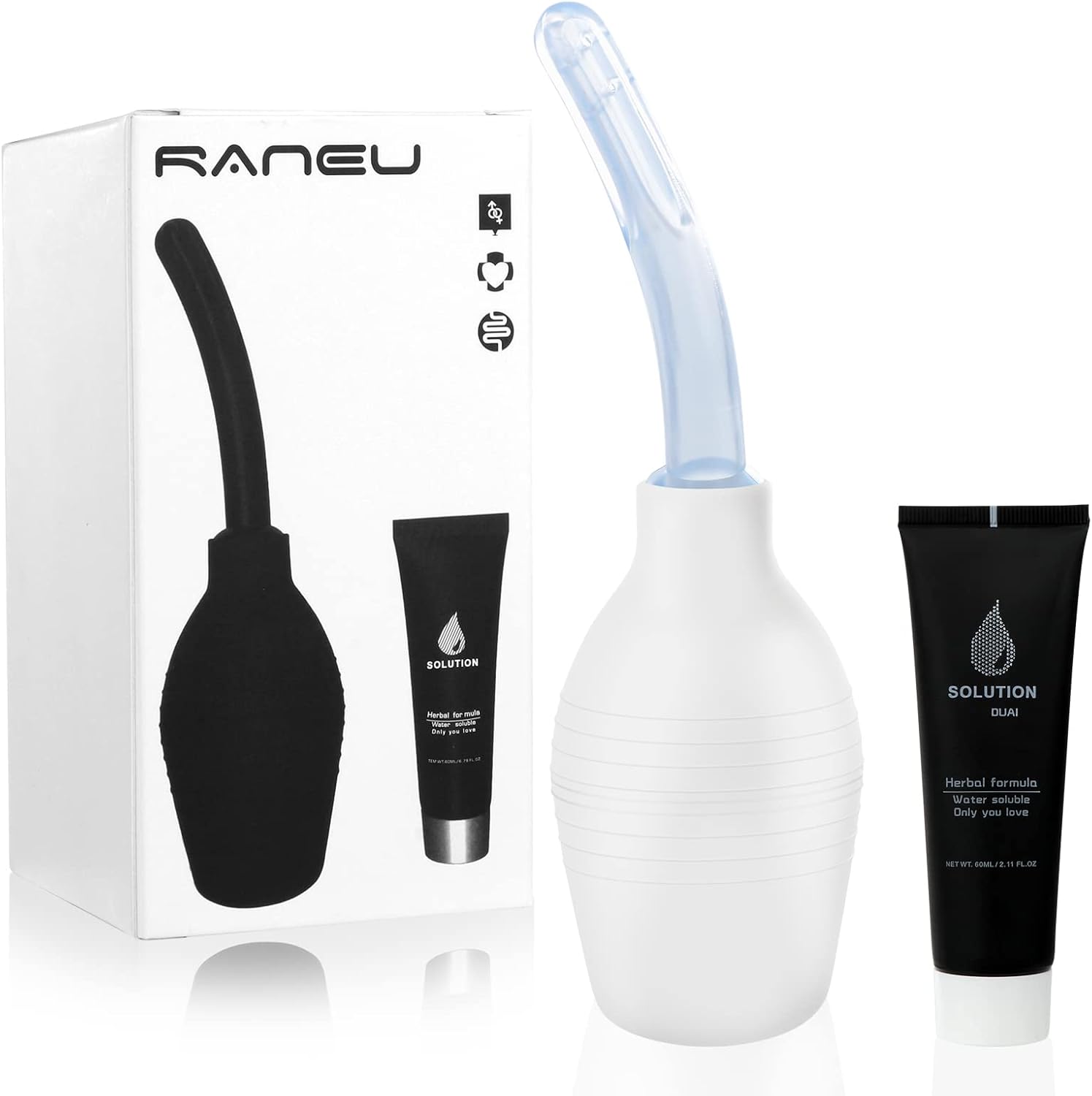 RANEU Enema Bulb Kit with Lube Anal Douche Superior Materials Douche for Men Women