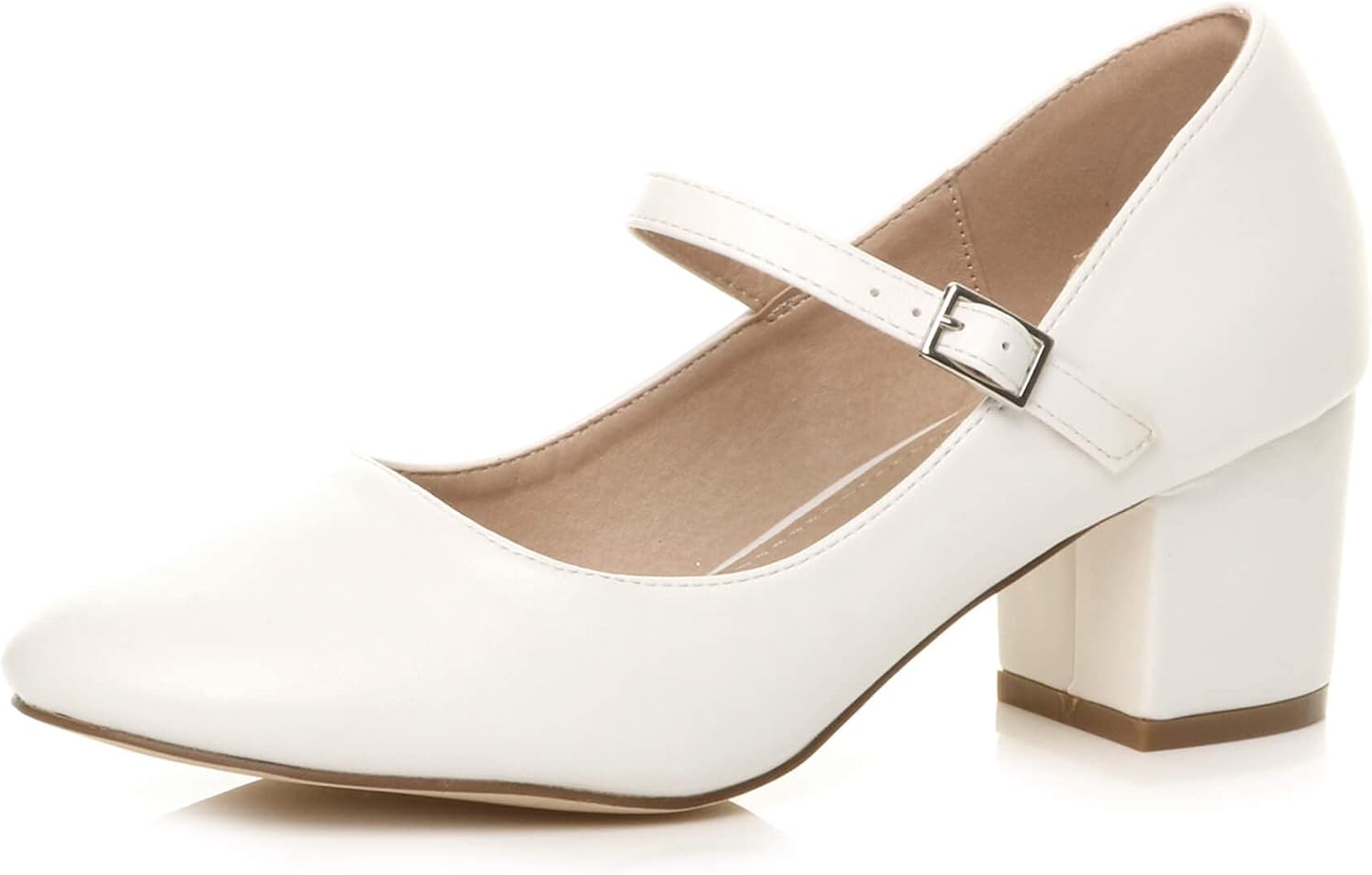 AJVANI Womens Ladies mid Block Heel Strap Work Evening Party Mary Jane Court Shoes Size