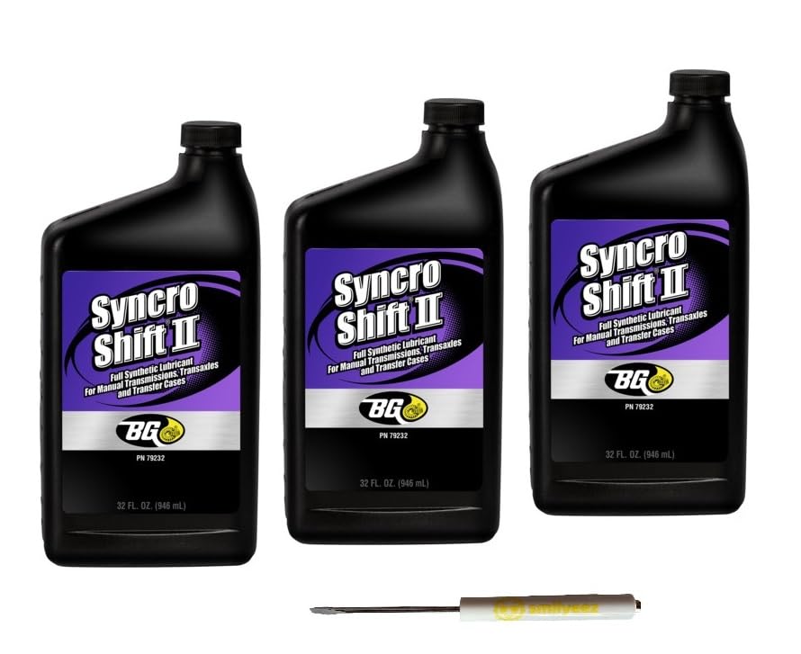 Smilyeez Listing for BG Syncro Shift II PN 792 with Pocket Screwdriver (3 Bottles) Synthetic Gear Lubricant - Fluid for Manual Transmissions and Trans-Axle
