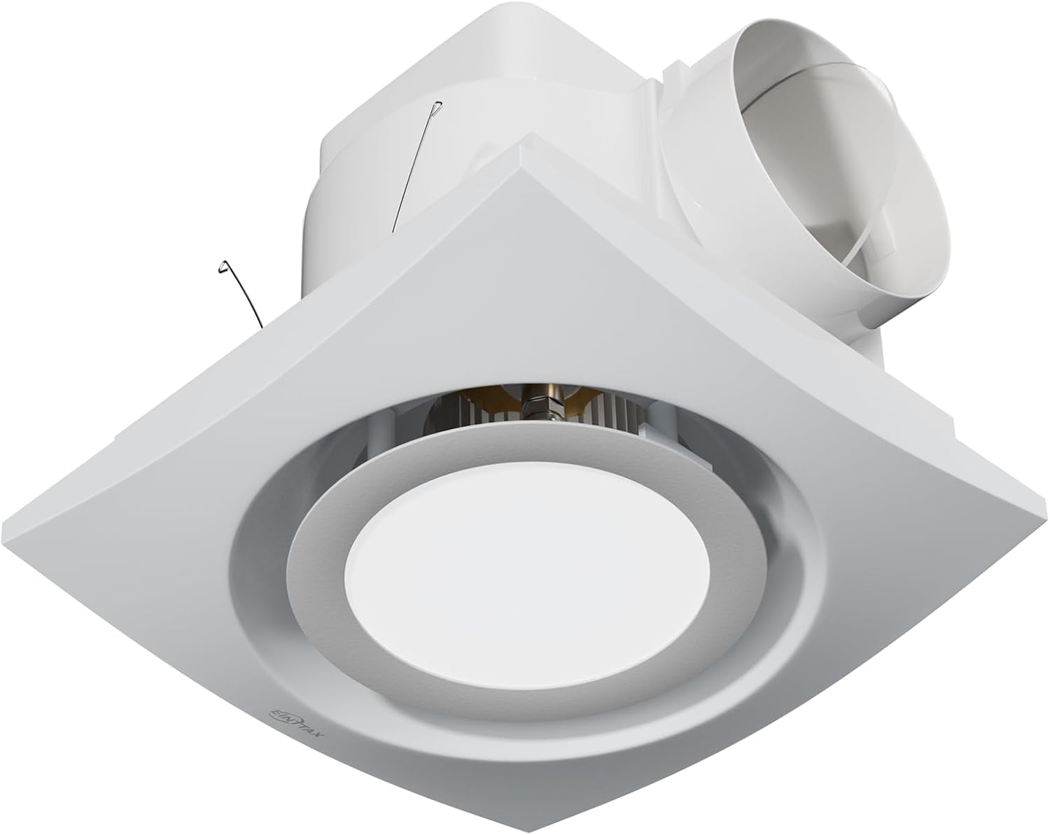 9.8in Panel Bathroom Exhaust Fan with Light, 77 CFM 1.1 Sones Quiet Bathroom Fan with 12W 6500K LED Light Combo, 4 Inch Duct Ceiling Mount Exhaust Fan for Home/Bath/Office/Hotel, Round, White