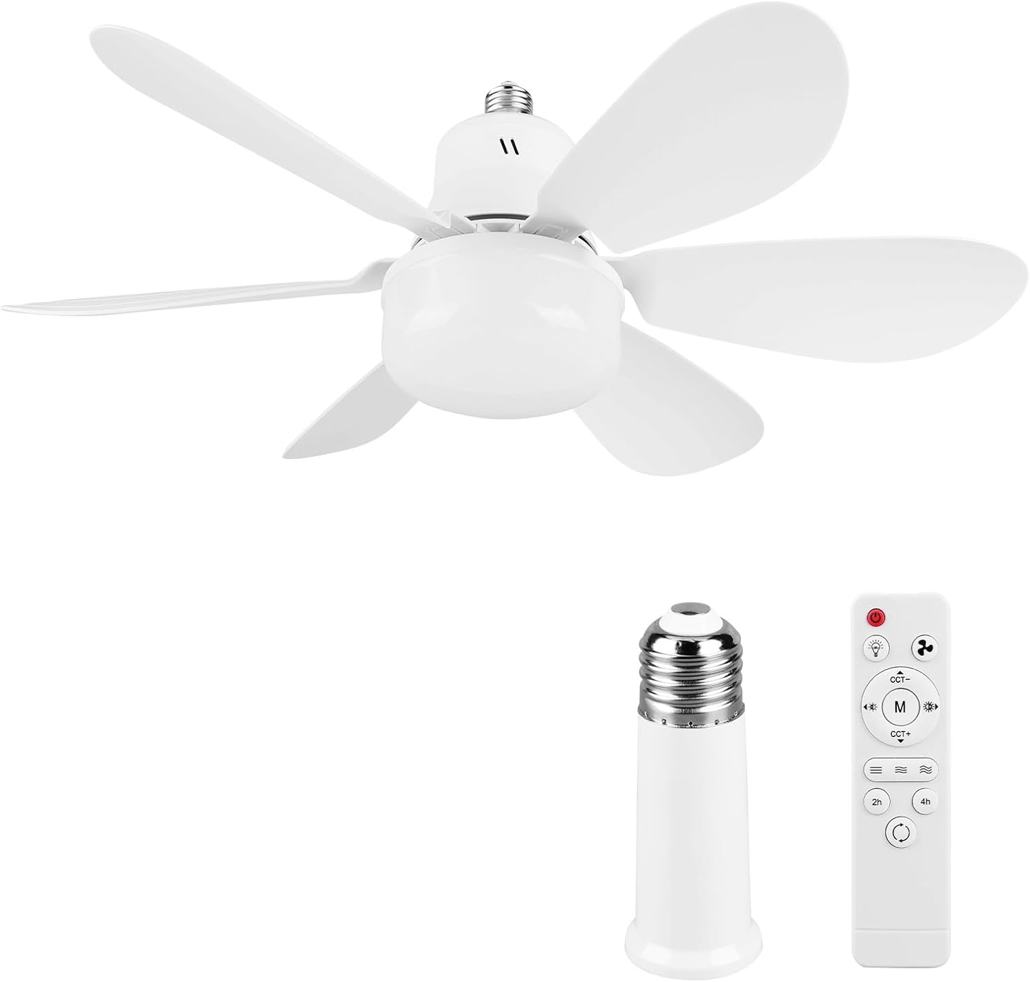 LED Ceiling Fan with Lights,E26/E27 Ceiling Fans Light with Remote Control,3 Speeds Light Bulb Fan,Timing,3 Color Dimmable,6 Blades,Fans Lamp for Bedroom,Living Room,Office (52cm Round Blades)