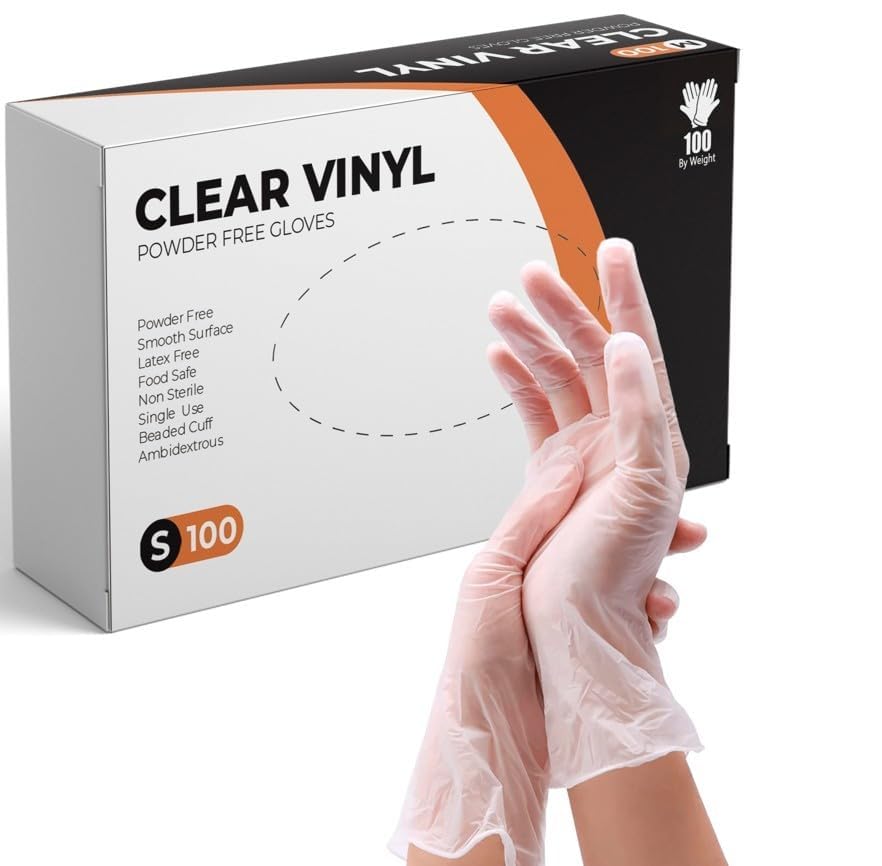 K-MART Clear Vinyl Gloves (Box of 200) (S, Pack of 200)