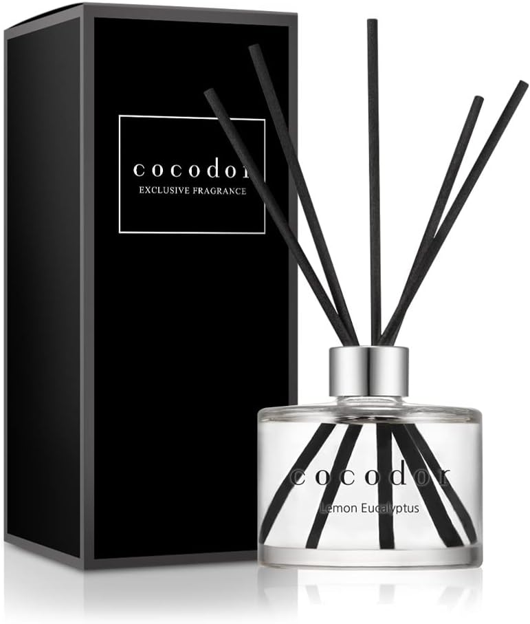 [COCODOR/Lemon Eucalyptus] Signature Reed diffusers Oil with a Set of 5 Fiber Sticks, 200ml, Best for Home, Kitchen, Bathroom. A Wide Variety of scents for Aromatherapy, Good for Gifts.