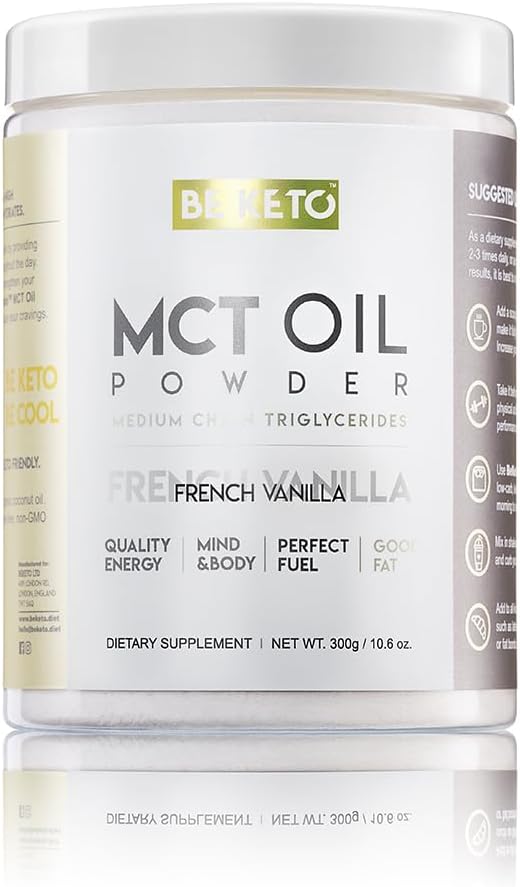 BeKeto MCT Oil Powder – French Vanilla 300G Great for Keto, Ketosis and Ketogenic Diets - Zero Net Carbs | energy boost