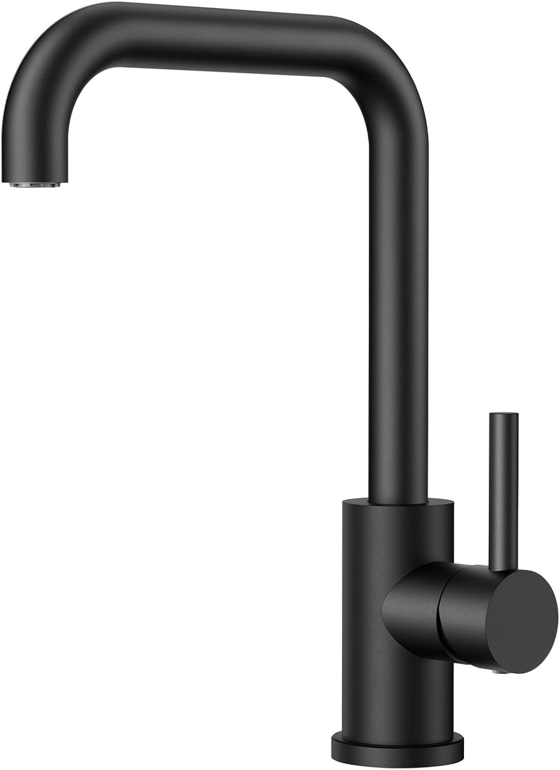 FORIOUS Kitchen Tap Black, Kitchen Sink Taps Mixer, 360 Swive Stainless Steel L Shaped Monobloc 1 Hole with Single Lever