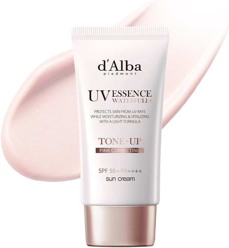 d'Alba Italian White Trufe Waterfull Tone-up suncreen SPF 50+ PA++++,Vegan hybrid UV filters tinted suncreen, glow and brightening suncreen, Safe use for dry and sensitive skin, Korean skincare