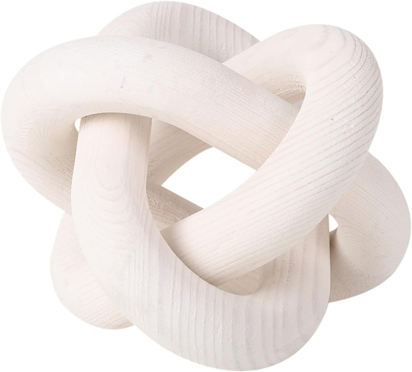 3-Link Wood Chain Link Decor, Hand Carved Wood Art Craft Decorative Chain Knot Ornament for Rustic Tray Shelf Table Decor Farmhouse Decor