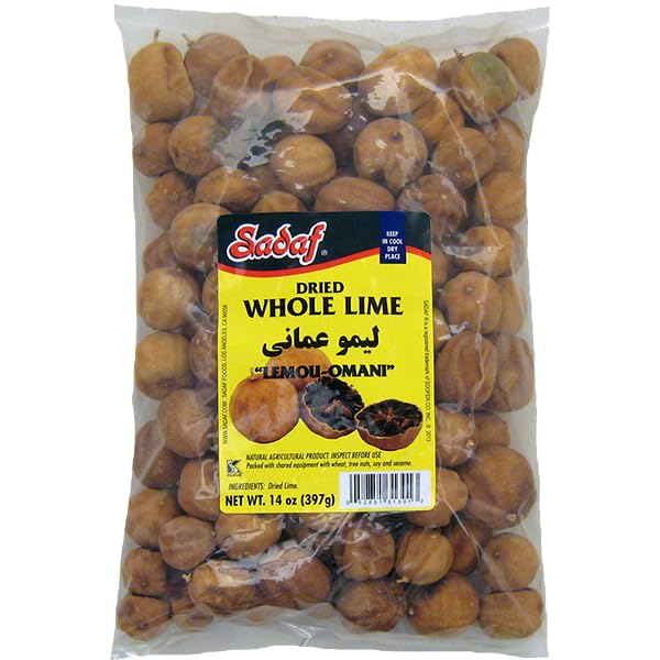 Sadaf Dried Lime Whole - Limu Omani - Natural Dried Limes for Cooking - Persian Dried Limes - Add a citric flavor to your Middle Eastern dishes. 14-Ounce Bag.
