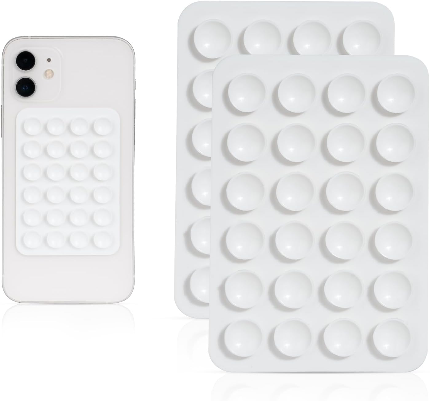 MYHOGOOD 2 Pcs Silicone Suction Phone Case, Non Slip Phone Holder with 24 Suction Cups, White Suction Pad for Selfies and Tiktok Videos