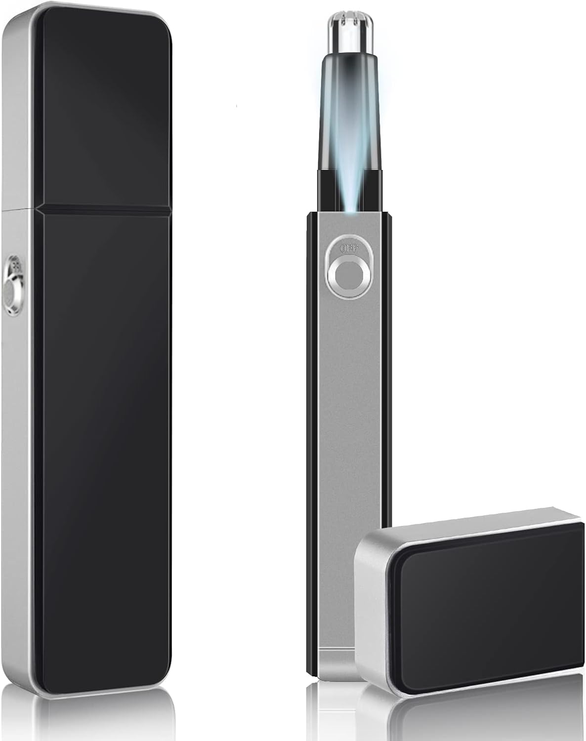 ACWOO Nose Hair Trimmer for , Professional Painless Ear and Clipper, Battery-Operated Facial with Light, IPX7 Waterproof, Dual Edge Blades (Black), 63.0 grams, 1.0 count