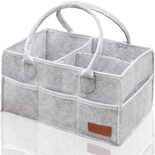 Essential Baby Caddy for Newborns. Spacious, Sturdy & Portable Diaper and Nappy Caddy for Newborn Essentials, Nursery Storage Basket & Organiser for Baby Shower Gifts & Registry Must-Haves Grey