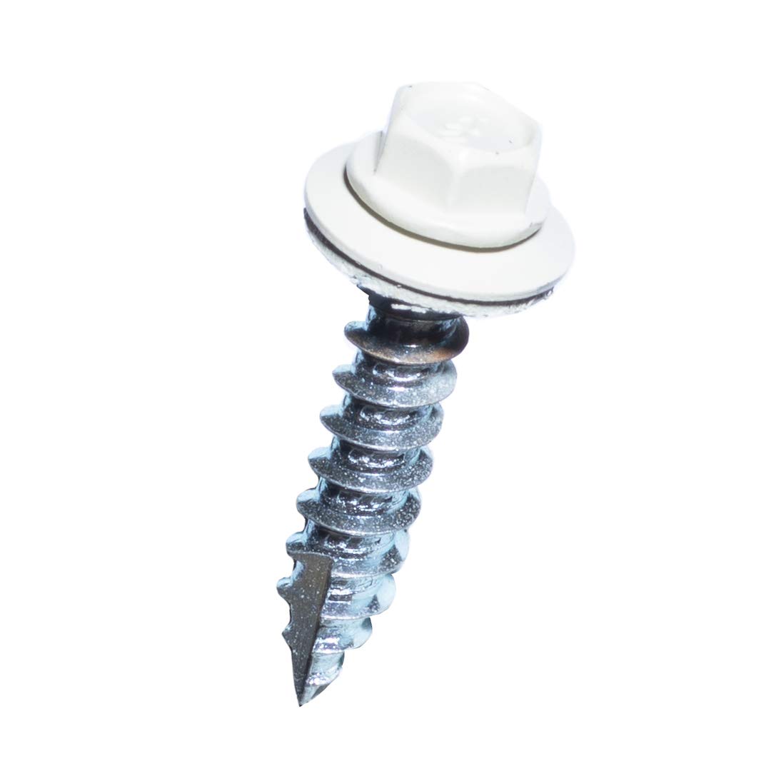 Eagle 1 - # 14 Metal Roofing Screws (250 Count) 1.23" & 2.5" inch Painted Hex Washer Head Sheet Metal Roof Screw. Metal to Wood, Sheet Metal Roofing Siding Screws EPDM Washer (2.5", LightStone)