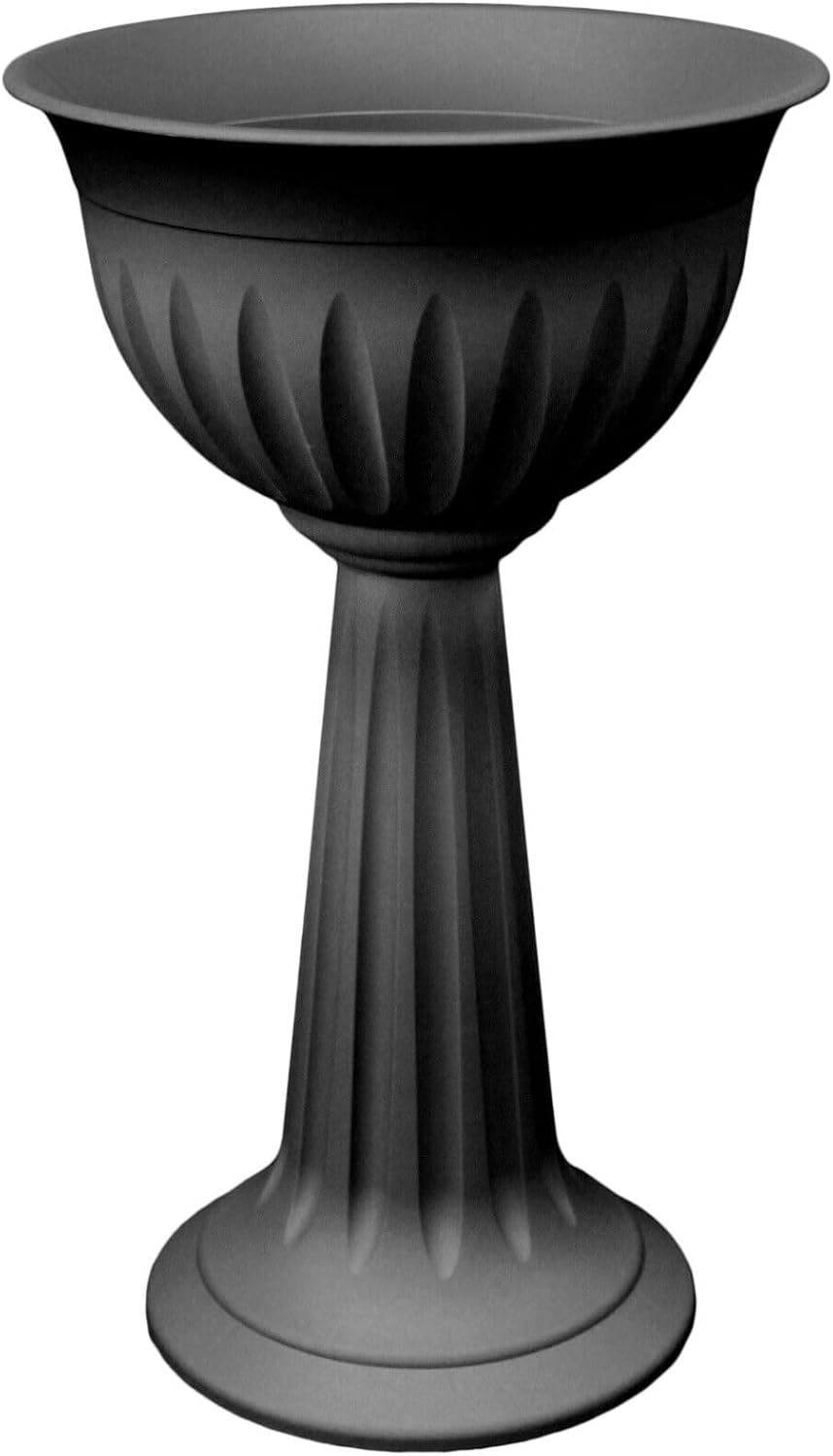 Muddy Hands 75cm Tall Black Plastic Large Plant Pot Outdoor Garden Patio Urn Round Tall Planter Stand Water Feature