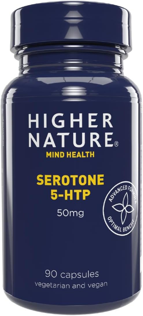 Higher Nature - Serotone 5HTP - 50mg - Psychological Support - Natural Source of 5HTP - B Vitamins & Zinc - Vegan & Vegetarian - 90 Capsules
