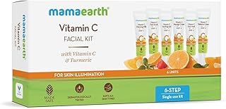 Mamaearth Vitamin C Single Use Facial Kit | Skin Illumination in Just 6-Steps | Includes Cleanser, Scrub, Gel, Massage Creams & Face Pack | Gives Long Lasting Glow | 2.12 Oz/60g