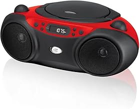 GPX, Inc. Portable Top-Loading CD Boombox with AM/FM Radio and 3.5mm Line In for MP3 Device - Red/Black