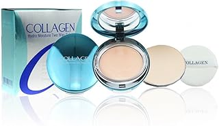 Enough Collagen Hydro Moisture Two Way Cake SPF25 PA++ #13 - Lightweight Hydrating Powder Foundation with Refill, 13g - Blurring, Dewy Finish for Everyday Glamour - Korean Beauty Essential