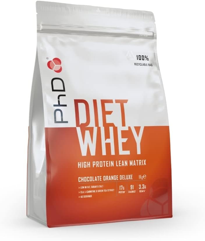 PhD Nutrition Diet Whey High Protein Lean Matrix, Chocolate Orange Diet Protein Powder, 16g of Protein, 40 Servings Per 1 kg Bag