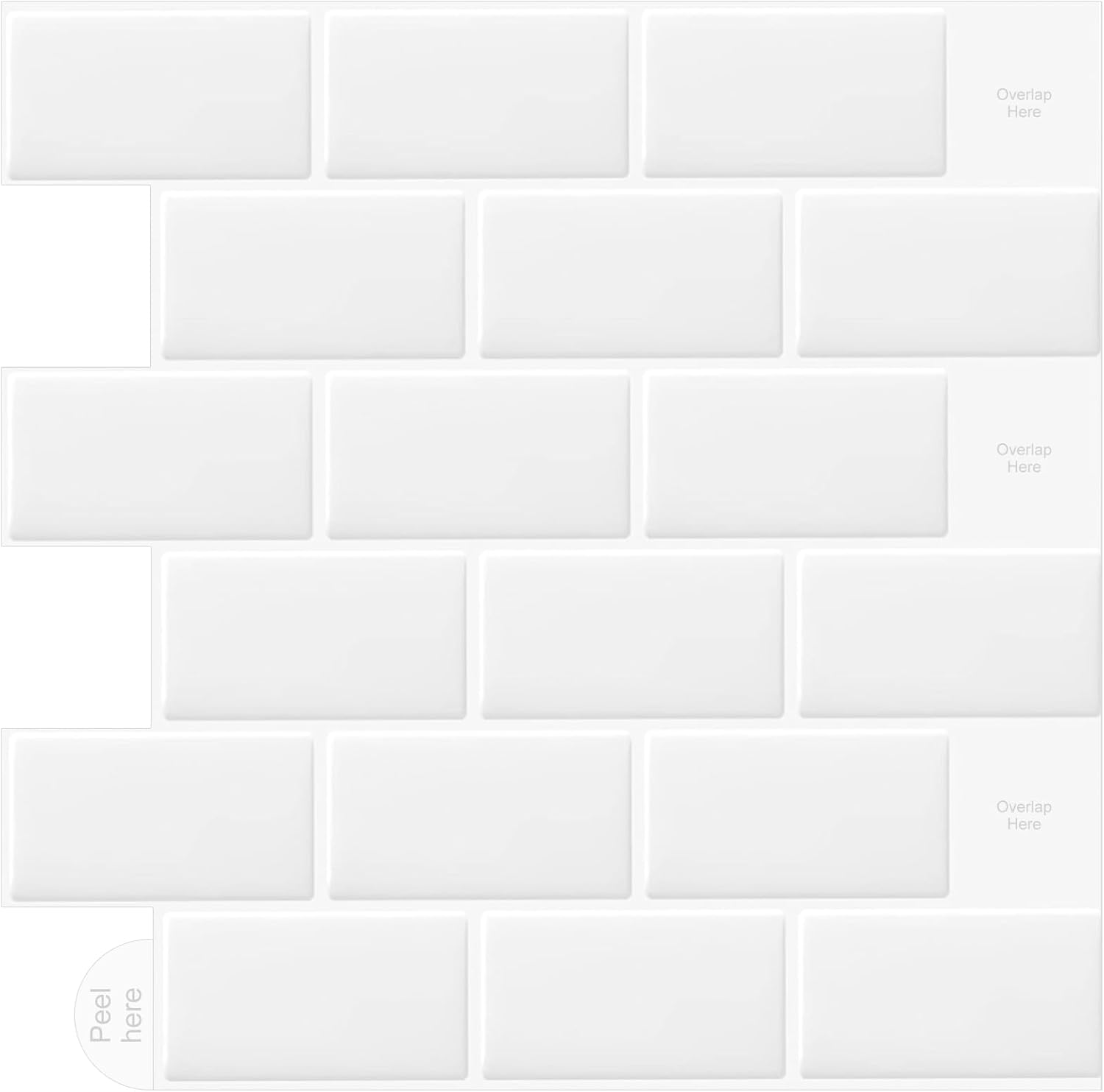 WoStick 10-Sheets 3D Self Adhesive Peel and Stick Wall Tiles, Splashback & Metro Subway Tiles for Kitchen & Bathroom (30.5x30.5cm)