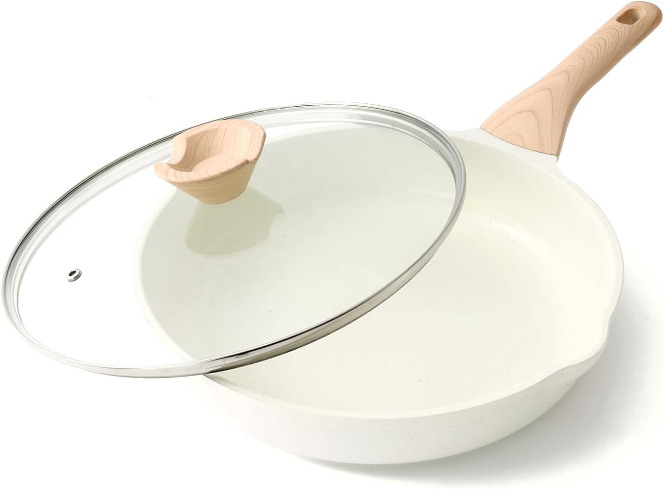 Kordisen Ceramic Nonstick Frying Pan with Lid, 28 cm Induction Ceramic Pan, Healthy and Non-Toxic, PFOA & PFAS Free