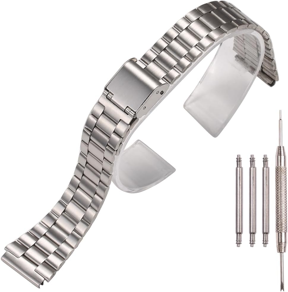 18mm Stainless Steel Replacement Watchband Compatible with Casio F-108WH AE1200WH A168WA A158WA LA670WGA A700W Women's and Men's Watch Accessories