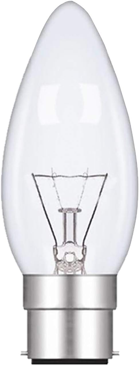 Pack of 10 B22 Light Bulbs, Dimmable Bayonet Candle Bulbs 60Watt, Warm White 2700K, 600lm