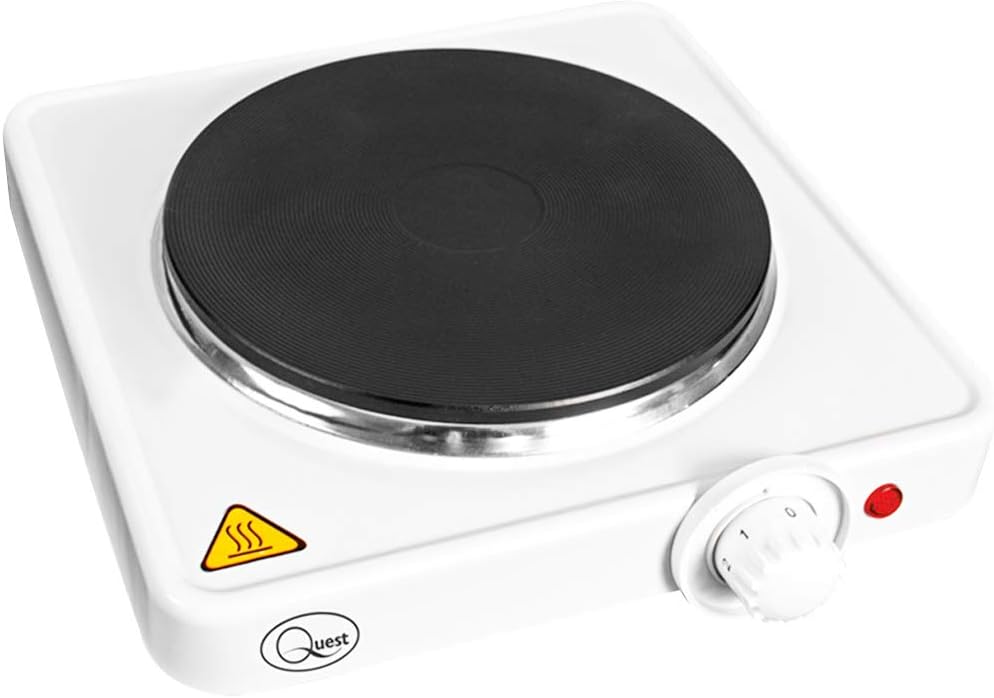 Quest 35240 Electric Single Hob/Hot Plate with Temperature Control / 1500W Hob / 5 Temperature Settings/Portable, Ideal for Camping, Caravans & Travelling
