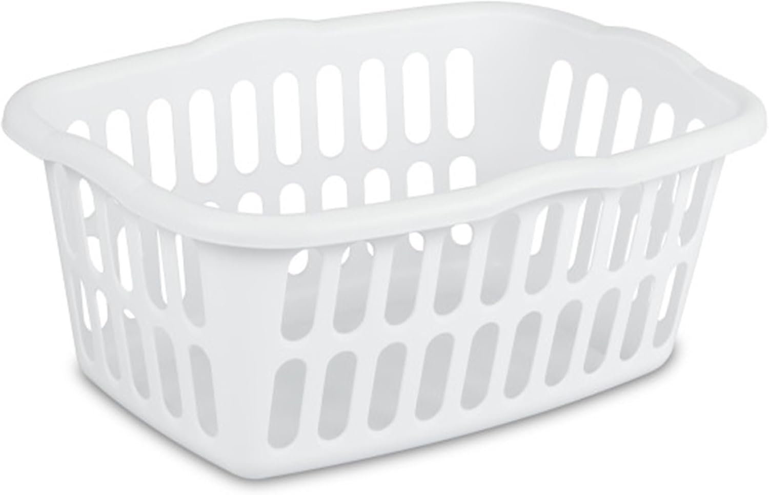 Sterilite 1.5 Bushel Rectangular Laundry Basket, Plastic, Classic Design for Carrying Clothes to and from the Laundry Room, White, 12-Pack