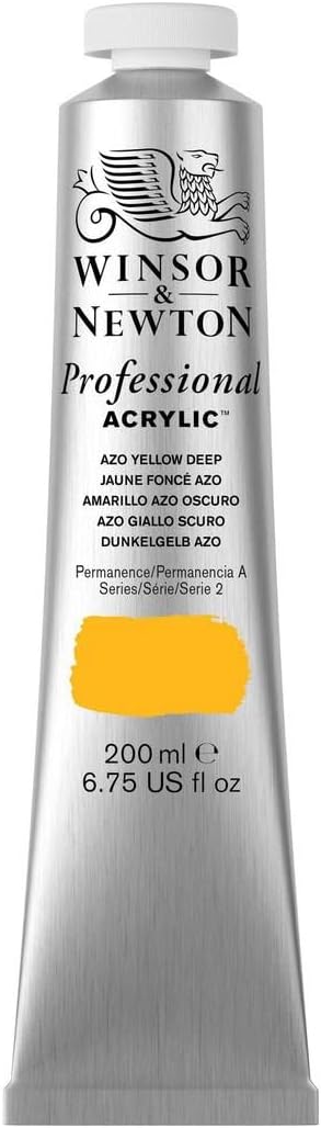 Winsor & Newton 2337039 200ml Professional Acrylic Colour Tube - Azo Yellow Deep