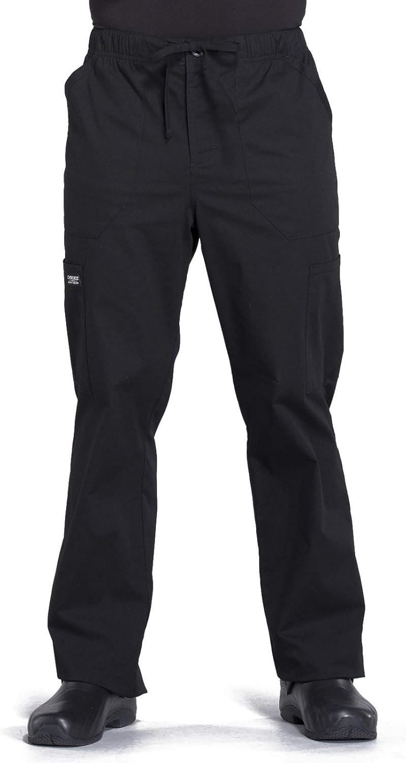 Cherokee Men's Scrub Pants Tapered Leg with Elastic Waistband Zip Fly Front and 5 Pockets WW190