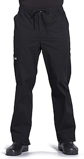 Cherokee Men's Scrub Pants Tapered Leg with Elastic Waistband Zip Fly Front and 5 Pockets WW190