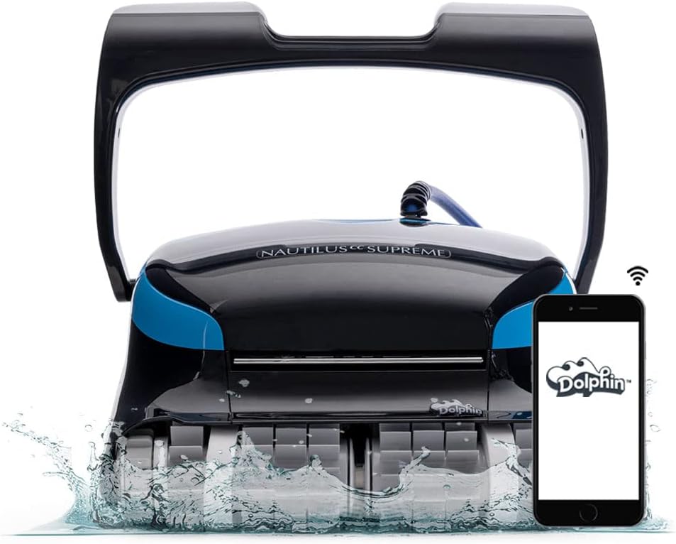 Dolphin Nautilus CC Supreme Wi-Fi Automatic Robotic Pool Vacuum Cleaner, Dual Drive, Waterline Scrubber Brush, Top Load Filter, Ideal for In-Ground Pools up to 50 FT