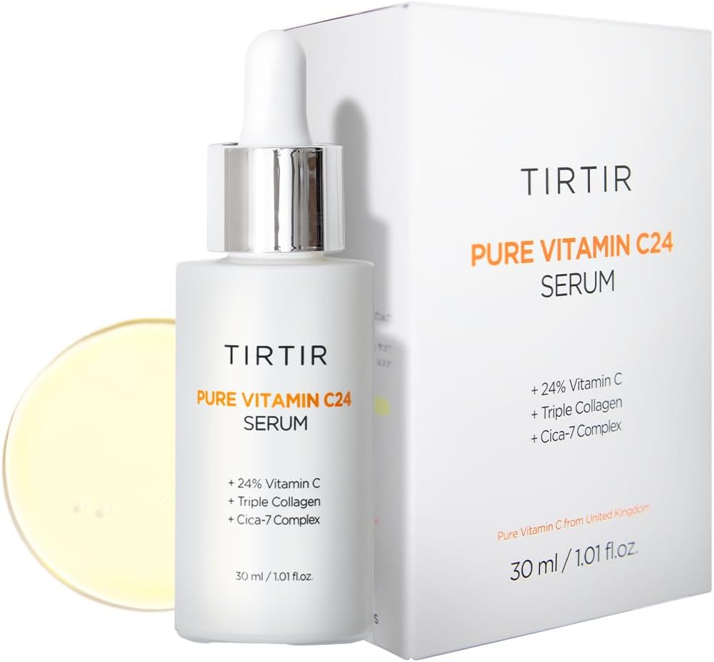 TIRTIR Pure Vitamin C 24% Face Serum – Dark Spot Remover for Sensitive Skin with Collagen Anti Aging Even out Skin Tone Non irritation tested, Wrkinkles, Korean Mild Vita C Facial Serum 30ml
