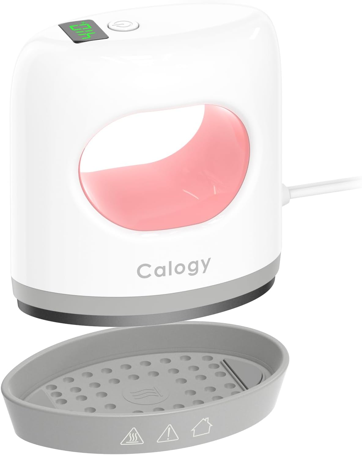 Calogy Super Mini Heat Press Machine, Fast Up to Max 410℉ in 3Mins & 4 Heating Setting with LED Display, Mini Iron for Crafting with Precision Tip, Easy for Small Objects Like Shoes, Hats (White Pink)