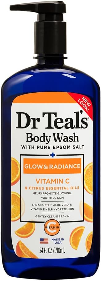 Body Wash with Pure Epsom Salt, Glow & Radiance, Vitamin C & Citrus Essential Oils Teal's, 24 fl oz