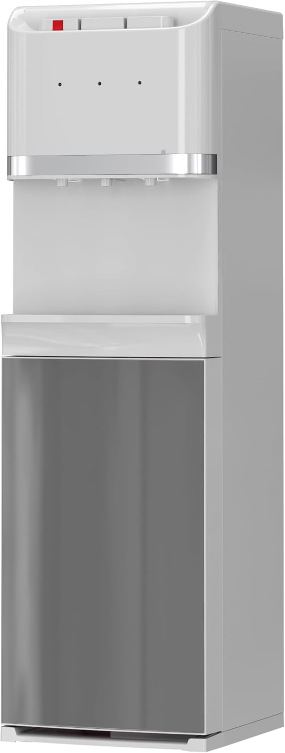 Bottom Loading Water Cooler Dispenser for 5 Gallon Bottles, Stainless Steel Water Cooler with 3 Temperature -Hot, Cold & Room, Child Safety Lock, Ideal for Home and Office, White